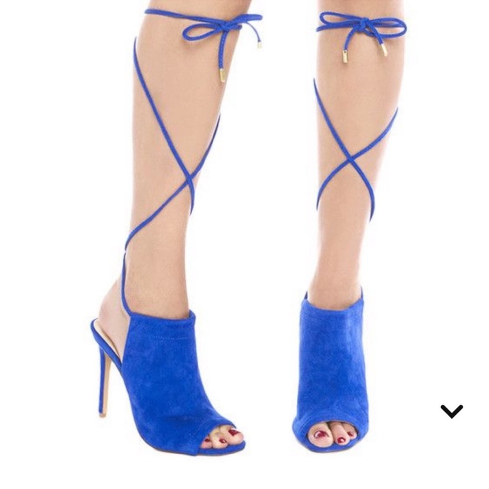 Steve Madden Sophie ankle wrap Blue Suede Lace-Up Heels size 8.5 - Picture 2 of 8